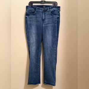 NYDJ Sheri Slim Jeans Size 12 Lift Tuck Straight Leg Blue Stretch Denim